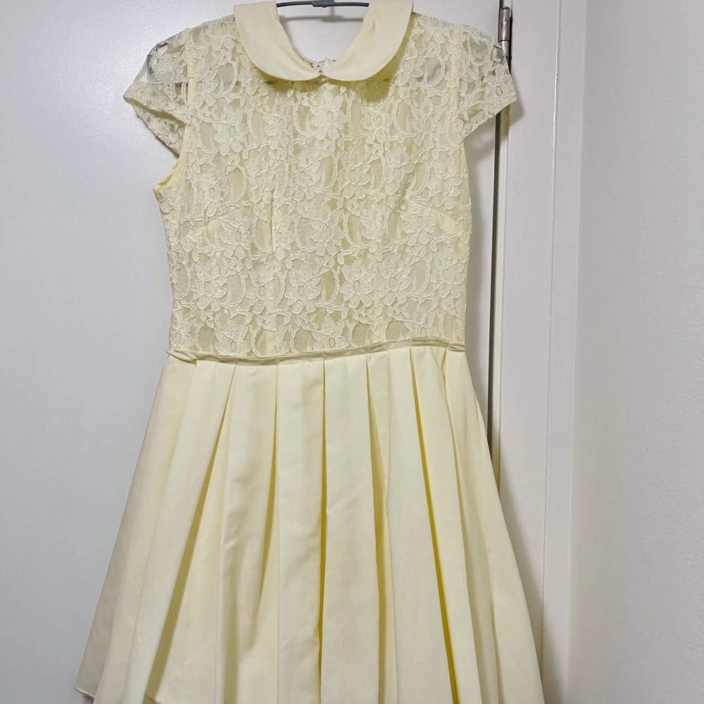 Jones And Jones Ivory Cream Lace Detail Dress Size 12 US 4-6 Made in Britain